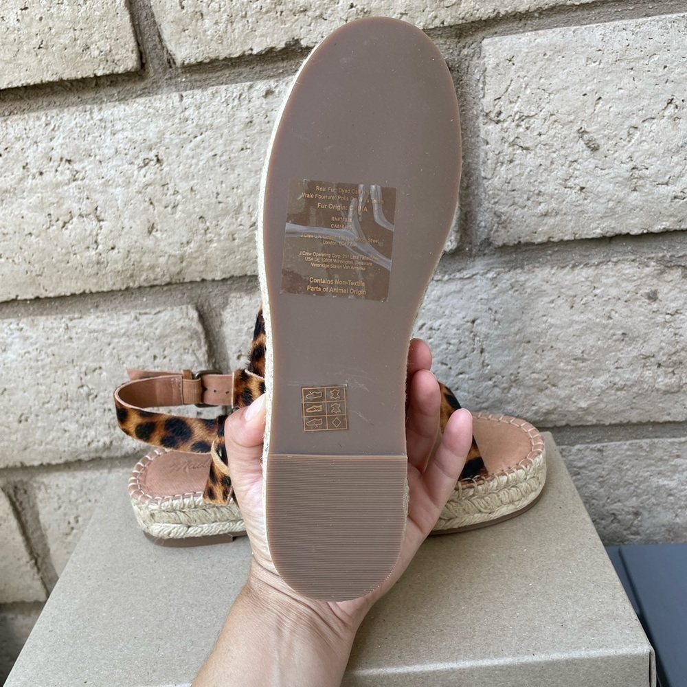 NWT MADEWELL The Malia Espadrille Leopard Sandals Calf Hair Size 8 - Picture 9 of 11